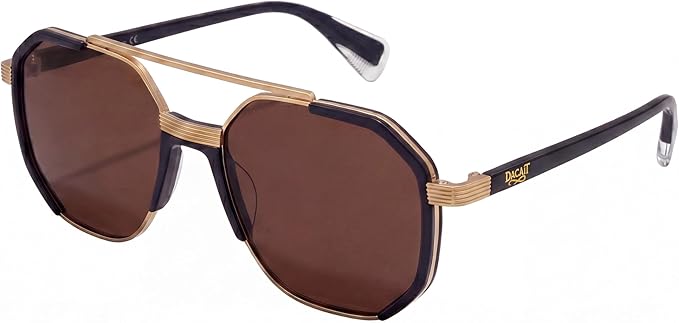 Dacait polarized sunglasses in Black and Desert Gold, angled view